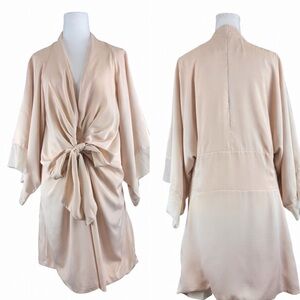 Robed With Love Kristy Kimono Robe Blush Pink L/XL Tie Front Sheer NEW